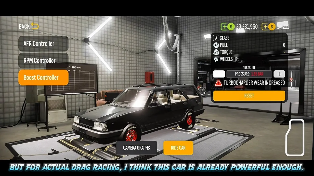 Kartal dyno Boost Controller at 1.65 bar displaying Turbocharger Wear Increased